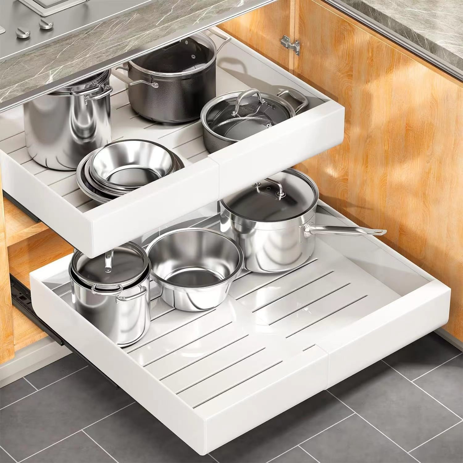 Pull-out Kitchen Cabinet Storage Rack - Image 2